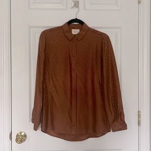 Sézane Brown Silk Blouse with Polka Dots- 36
